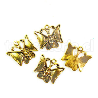 Colgantes estilo tibetano, mariposa, oro envejecido, 17x20x2 mm.