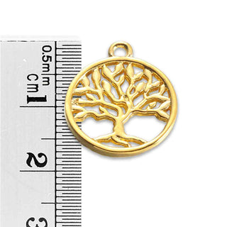 Dije Árbol de la Vida Latón Tono Dorado 18x15x2mm | 1 ud.