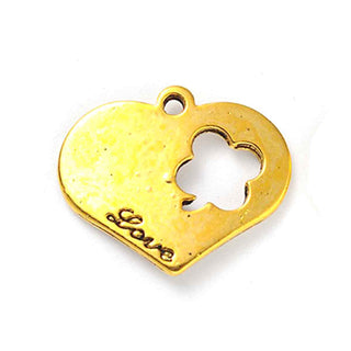 Dije Corazón Estilo Tibetano Tono Oro Envejecido 17x20x2mm | 7 uds.