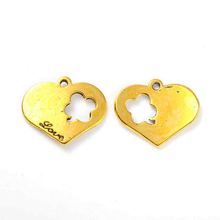 Dije Corazón Estilo Tibetano Tono Oro Envejecido 17x20x2mm | 7 uds.