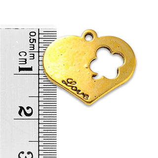 Dije Corazón Estilo Tibetano Tono Oro Envejecido 17x20x2mm | 7 uds.