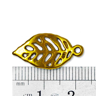 Dije Hoja Tono Oro Envejecido 26x12x2mm | 6 uds.