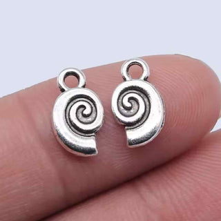 Dije Caracol Marino de Aleación Tono Plata Envejecida 12x7mm | 10 uds