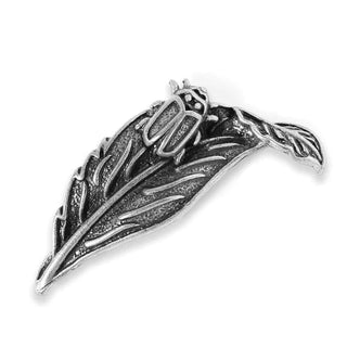 Maxi Dije Hoja con Insecto Estilo Tibetano de Aleación Tono Plata Envejecida 46x16x0,7mm | 1 ud