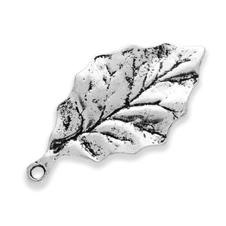 Dije Hoja de Aleación Tono Plata Envejecida 33x18mm | 4 uds