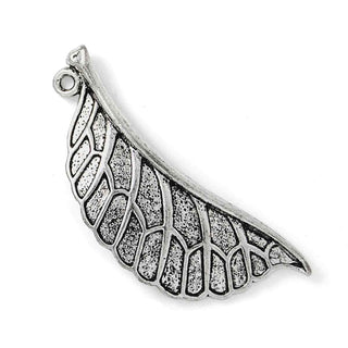 Maxi Dije Hoja Estilo Tibetano de Aleación Tono Plata Envejecida 43x17mm | 2 uds