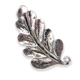 Maxi Dije Hoja Grande Estilo Tibetano de Aleación Tono Plata Envejecida 48x29mm | 1 ud