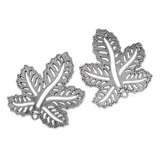 Maxi Dije Hoja Grande Estilo Tibetano de Aleación Tono Plata Envejecida 40x35,5x2mm | 1 ud