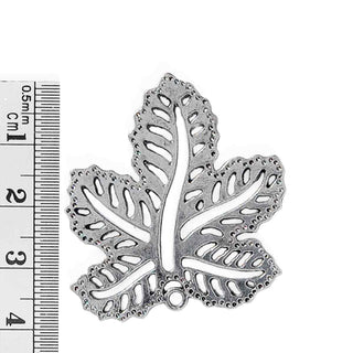 Maxi Dije Hoja Grande Estilo Tibetano de Aleación Tono Plata Envejecida 40x35,5x2mm | 1 ud