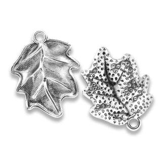 Maxi Dije Hoja Grande Estilo Tibetano de Aleación Tono Plata Envejecida 45,5x35,5x4,5mm | 1 ud