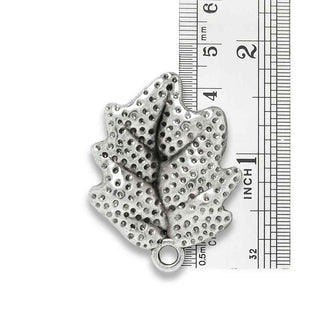 Maxi Dije Hoja Grande Estilo Tibetano de Aleación Tono Plata Envejecida 45,5x35,5x4,5mm | 1 ud