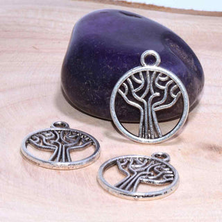 Dije Árbol de la Vida Estilo Tibetano de Aleación Tono Plata Envejecida 21x18mm | 5 uds