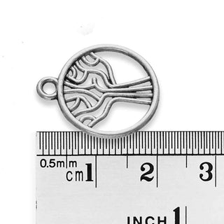 Dije Árbol de la Vida Estilo Tibetano de Aleación Tono Plata Envejecida 21x18mm | 5 uds