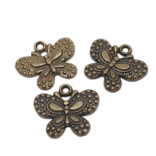 Dije Mariposa Estilo Tibetano de Aleación Tono Bronce Envejecido 24x20mm | 3 uds