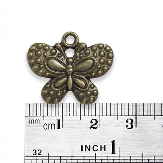 Dije Mariposa Estilo Tibetano de Aleación Tono Bronce Envejecido 24x20mm | 3 uds