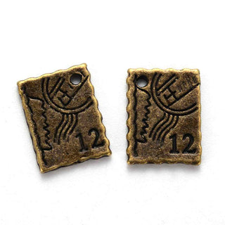 Dije Estampilla Estilo Tibetano de Aleación Tono Bronce Envejecido 14x10x2mm | 10 uds