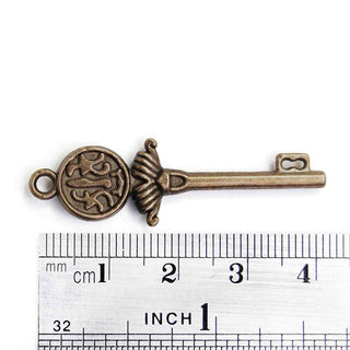 Maxi Dije Llave de Aleación Tono Bronce Envejecido 43x11x3,5mm | 3 uds