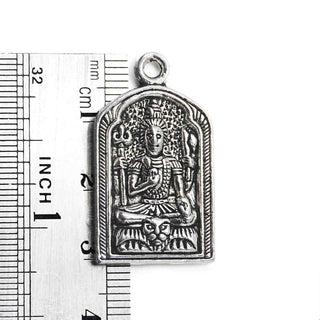 Dije Buda y Ohm Doble Cara de Aleación Tono Plata Envejecida 31x18x2,5mm | 1 ud