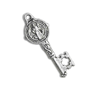 Dije Llave Religiosa Tono Plata Envejecida 32x12x2mm | 5 uds.