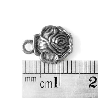 Dije Rosa Flor Tono Plata Envejecida 14x10x3mm | 12 uds.