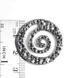 Dije Disco Vortex Martillado Tono Plata Envejecida 26mm | 4 uds.