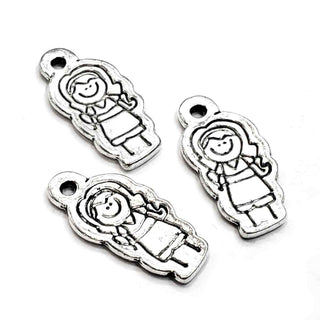 Dije Niña Tono Plata Envejecida 23x13mm | 3 uds.