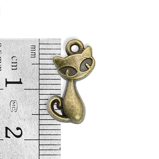 Dije Gato Tono Bronce Envejecido 16,5x8,5x2,5mm | 7 uds.