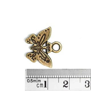 Dije Mariposa con Base para Brillantito Tono Bronce Envejecido 19x16mm | 7 uds.