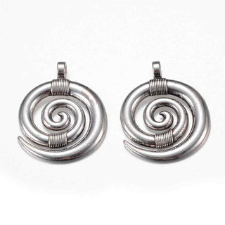 Dije Vórtice Estilo Tibetano Tono Plata Envejecida 19x15x2mm | 6 uds.