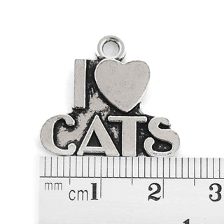 Dije "Amo a mi Gato" Tono Plata Envejecida 23x21mm | 3 uds.