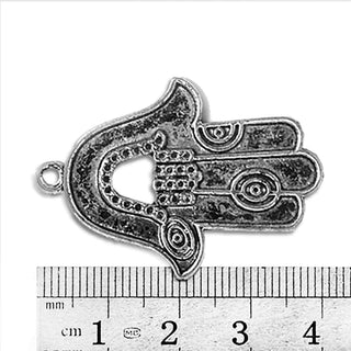 Dije Mano de Fátima Estilo Tibetano Tono Plata Envejecida 38x28x1mm | 2 uds.
