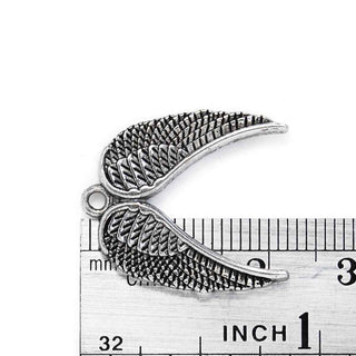 Dije Alas Dobles Tono Plata Envejecida 21mm | 4 uds.