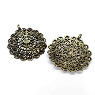 Base Colgante Mandala Tibetano con Ajuste Cabujón 3,5mm Tono Bronce Envejecido 37x32mm | 1 ud.