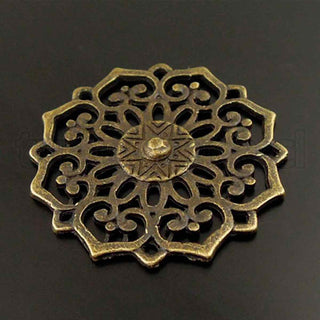 Colgante de aleación de zinc, mandala, filigrana, 31.5×2.5 mm.