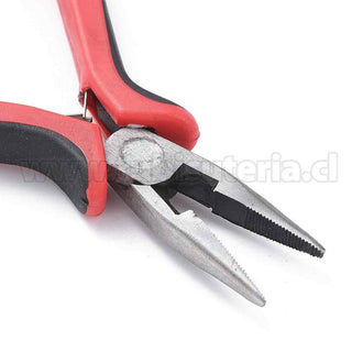 Alicates de joyería de acero al carbono, pinzas con mandíbula dentada y cortador de alambre.