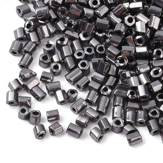 Mostacillón Hexagonal de Vidrio Tallado Metalizado | 20 gr