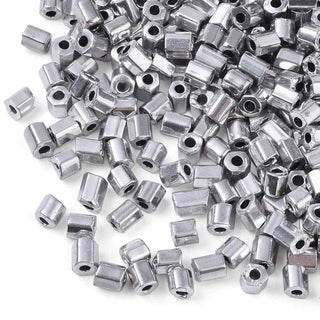 Mostacillón Hexagonal de Vidrio Tallado Metalizado | 20 gr