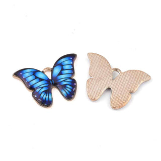 Colgantes de aleación en forma de mariposas rosadas esmaltadas.