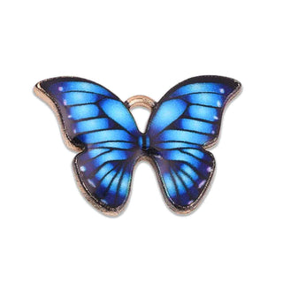 Colgantes de aleación en forma de mariposas rosadas esmaltadas.