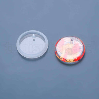 Moldes de silicona para colgantes DIY, para resina o arcilla,  redondos planos, 42 x 7,5 mm.