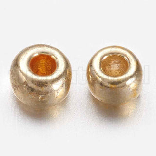 Mostacillas 8/0, abalorios de vidrio electroplateado, redondeadas disponibles en tonos metalizados