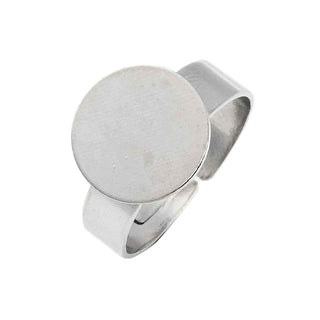 Base Anillo Ajustable Cojín Redondo para Cabujón 12 mm Tono Platino | 1 unid.