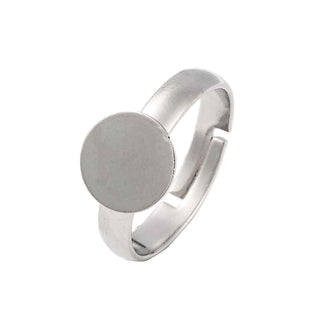 Base Anillo Ajustable Cojín Redondo para Cabujón 8 mm Tono Platino | 1 unid.