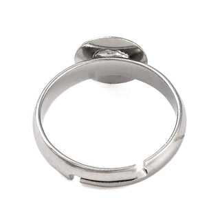 Base Anillo Ajustable Cojín Redondo para Cabujón 8 mm Tono Platino | 1 unid.