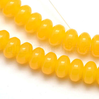Cuentas de resina, imitación ámbar, ábaco o rondelle para la elaboración de joyería budista, color amarillo oro, 8x5 mm, 80 piezas/ tira, 40 cm