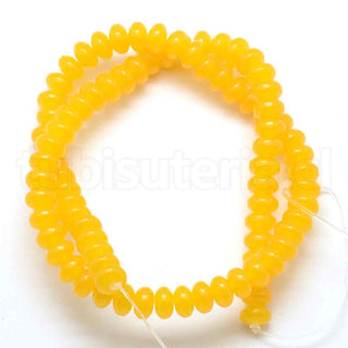 Cuentas de resina, imitación ámbar, ábaco o rondelle para la elaboración de joyería budista, color amarillo oro, 8x5 mm, 80 piezas/ tira, 40 cm
