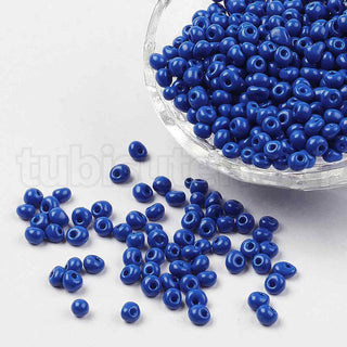 Mostacillón 6/0 de vidrio, color azul opaco, 4~5x3mm. 20 gramos