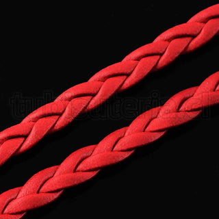 Cordón de Imitación cuero, trenzado, cordón PU, espiga, color rojo, 5×2 mm.