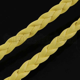 Cordón de Imitación cuero, trenzado, cordón PU, espiga, color amarillo, 5×2 mm.