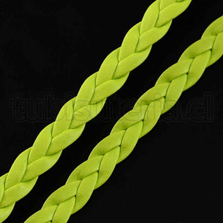 Cordón de Imitación cuero, trenzado, cordón PU, espiga, color verde lima, 5×2 mm.